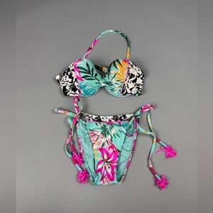 Victoria’s Secret PINK Tropical Bikini Set Small Floral Palm Print